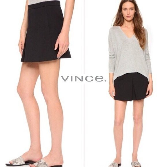 VINCE NEW Preppy Center Pleat Pockets Linen Mini Skirt 10 - Picture 3 of 12